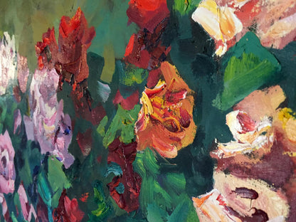 Oil painting Still life by Zinaida Arsenieva with vibrant flowers