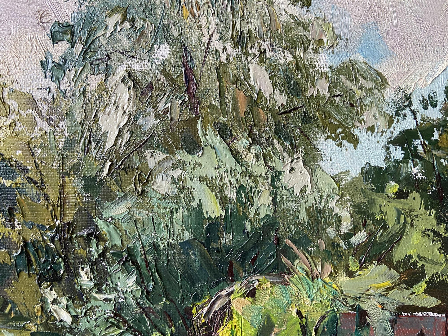Impasto textured oil landscape Over the Lake by Gaponchenko Ivan Ivanovich