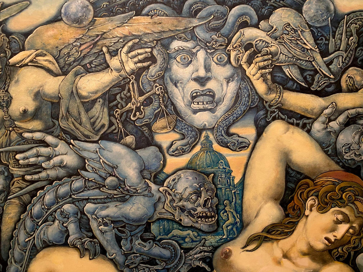Surreal oil painting by Litvinov Oleg Arkad’yevich with multi-eyed face