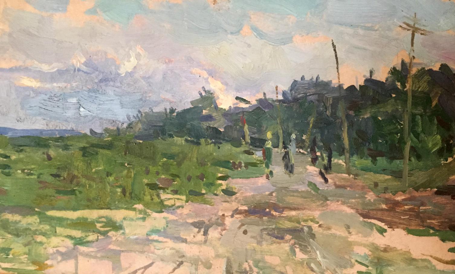 Vibrant impressionist oil painting Near Kiev by Vadim Odainik, lush fields