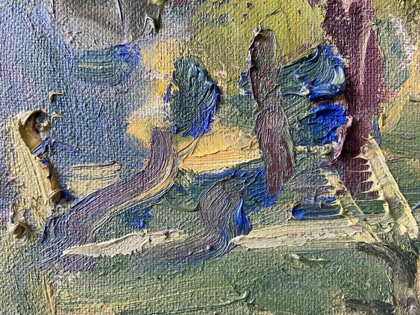 Oil painting landscape with church by Gaponchenko Ivan Ivanovich, impasto brushstrokes