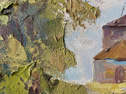 Oil painting landscape with church by Gaponchenko Ivan Ivanovich, impasto greens