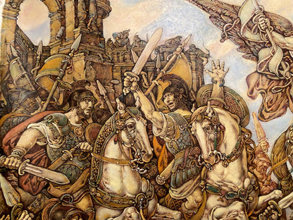 Oil painting of Judas Maccabee by Litvinov Oleg Arkad’yevich: medieval battle scene