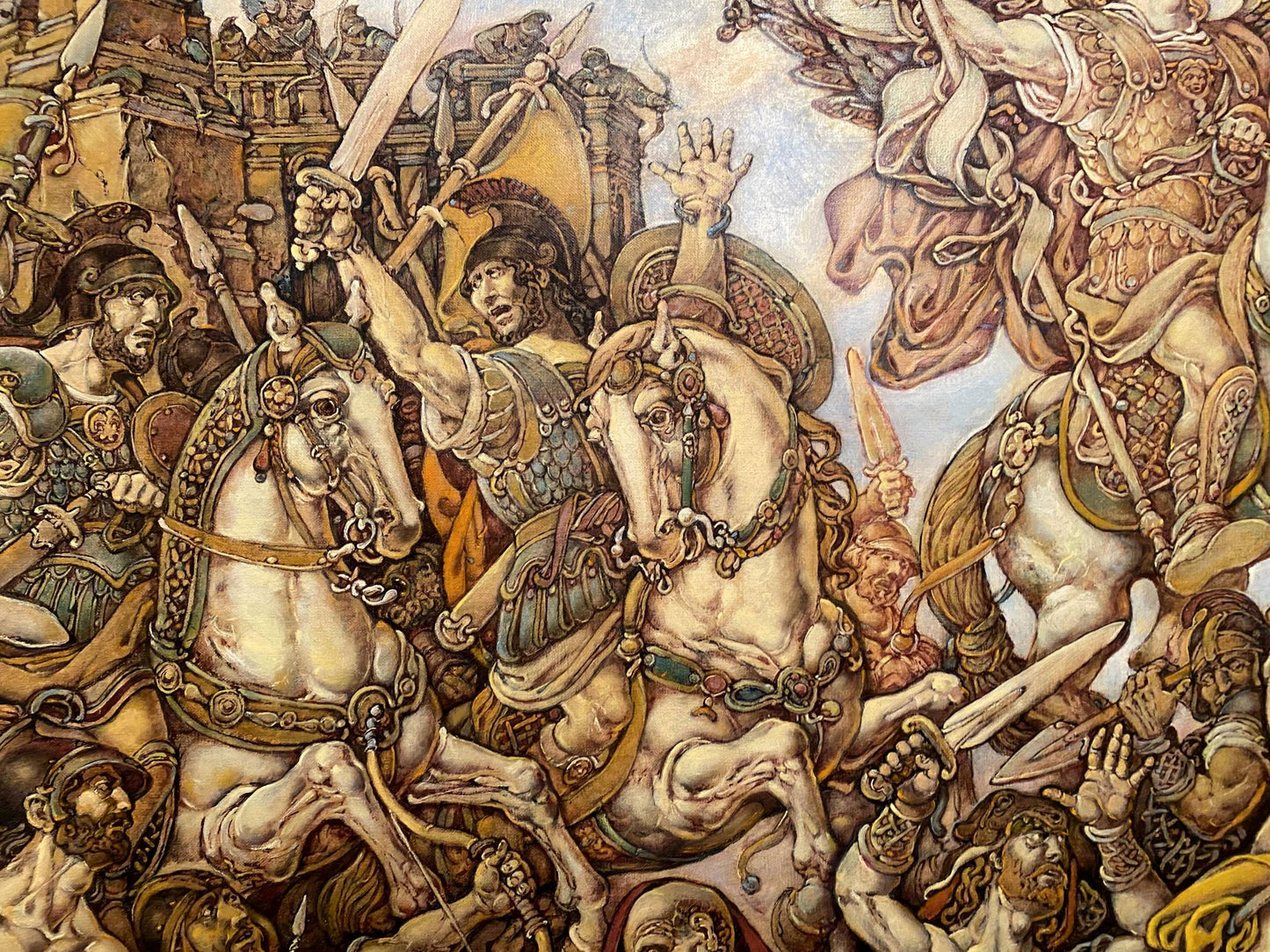 Oil painting of Judas Maccabee in dynamic medieval battle by Litvinov Oleg Arkad’yevich