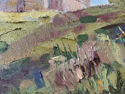 Oil painting landscape with church by Gaponchenko Ivan Ivanovich, impasto strokes
