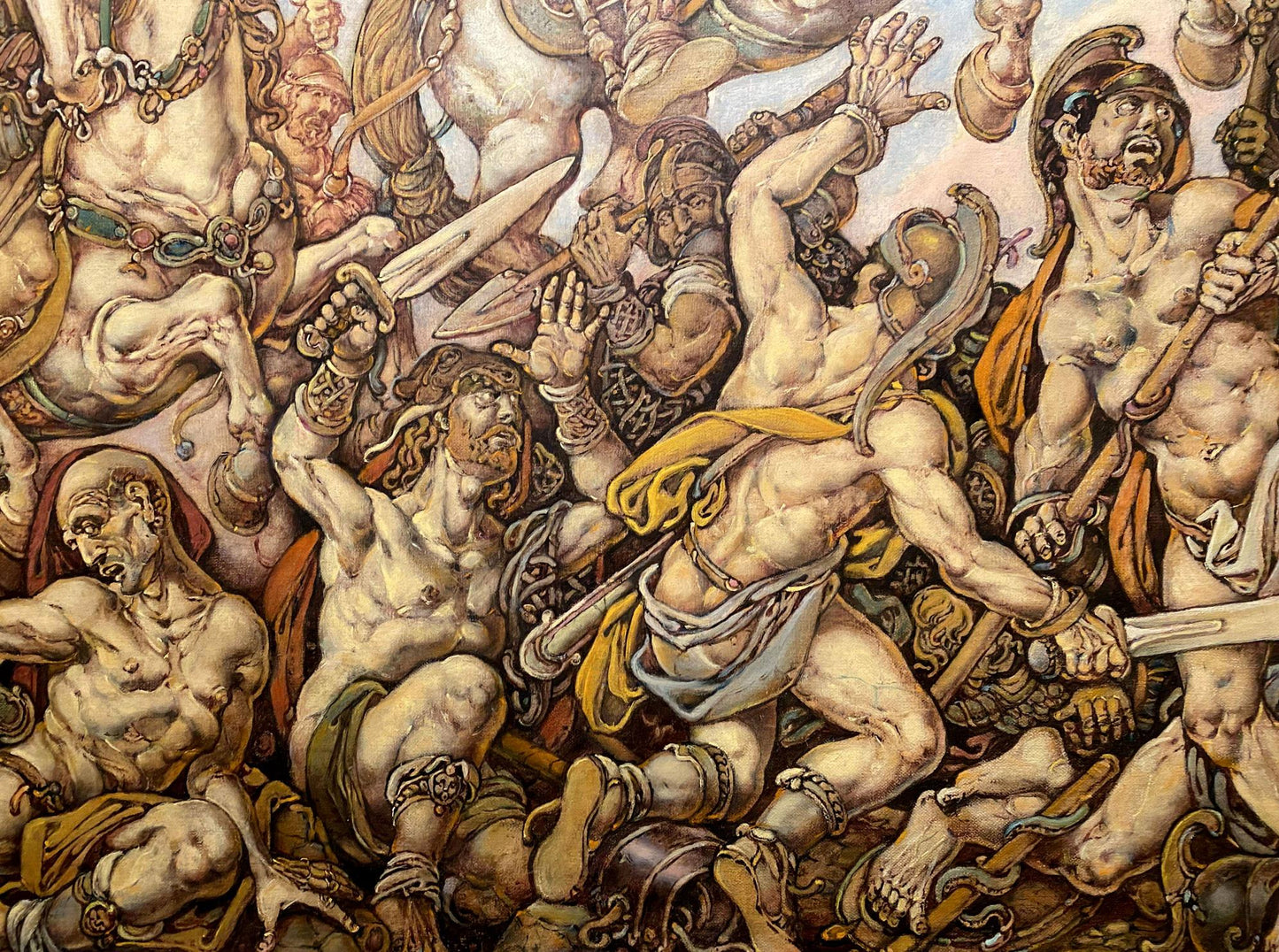 Oil painting of Judas Maccabee by Litvinov Oleg Arkad’yevich, chaotic battle mural