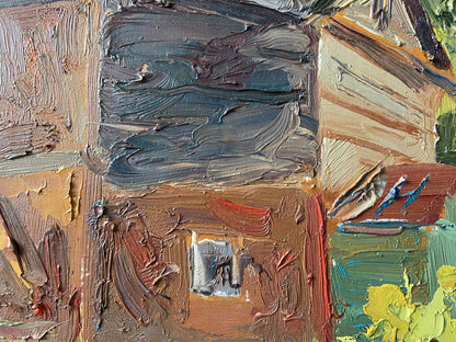 Textured impasto oil painting Old courtyard by Gaponchenko Ivan Ivanovich