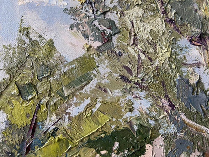 Oil painting In the Shadow by Gaponchenko Ivan Ivanovich, impasto olive green and gray
