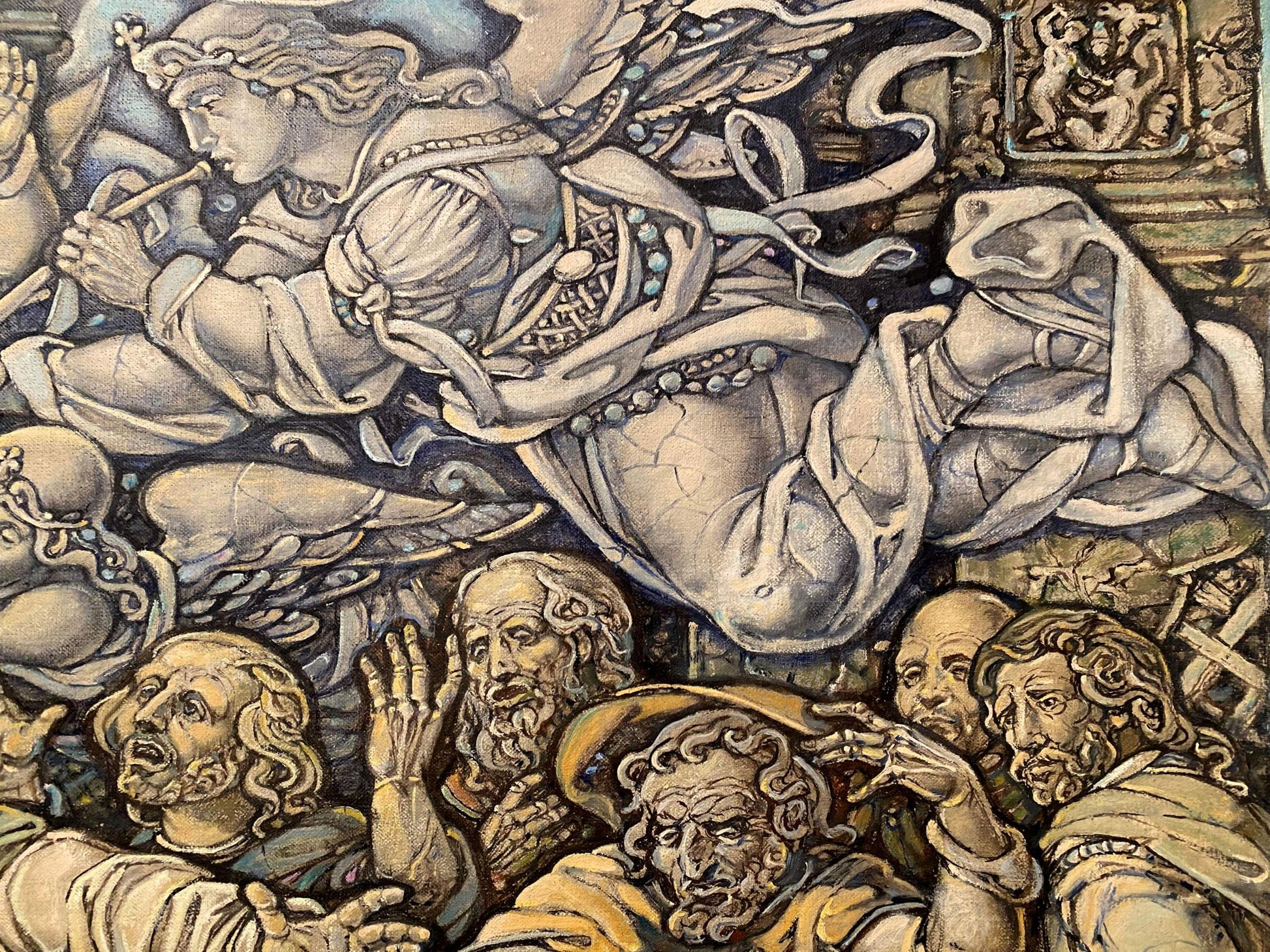 Oil painting The Last Supper by Litvinov Oleg Arkadyevich, angel playing flute