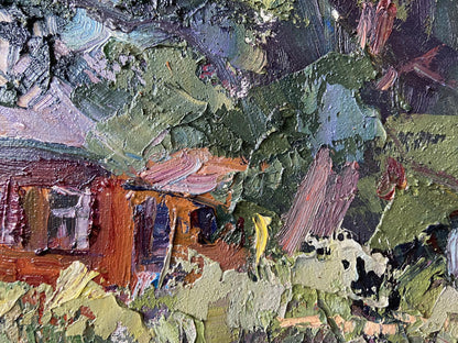 Oil painting In the Shadow by Gaponchenko Ivan Ivanovich, textured impasto greens