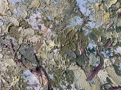Oil painting In the Shadow by Gaponchenko Ivan Ivanovich, textured impasto greens grays purples