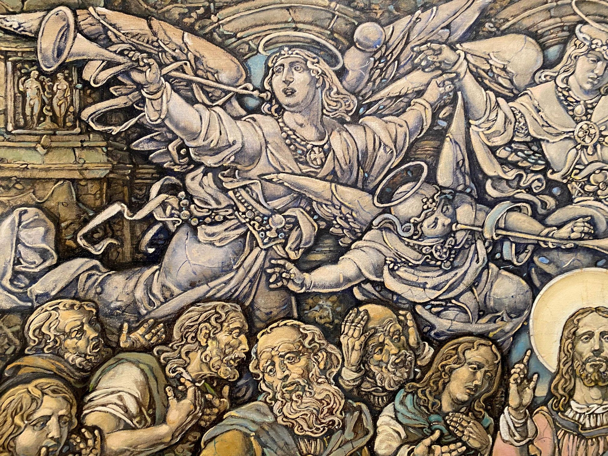 Oil painting of ornate angelic figure in The Last Supper by Litvinov Oleg Arkad’yevich