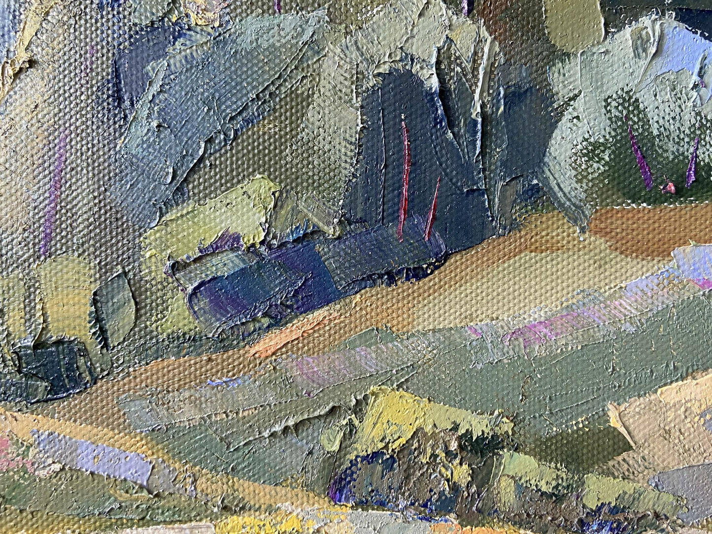 Oil painting of Poltava region by Gaponchenko Ivan Ivanovich, textured impasto greens