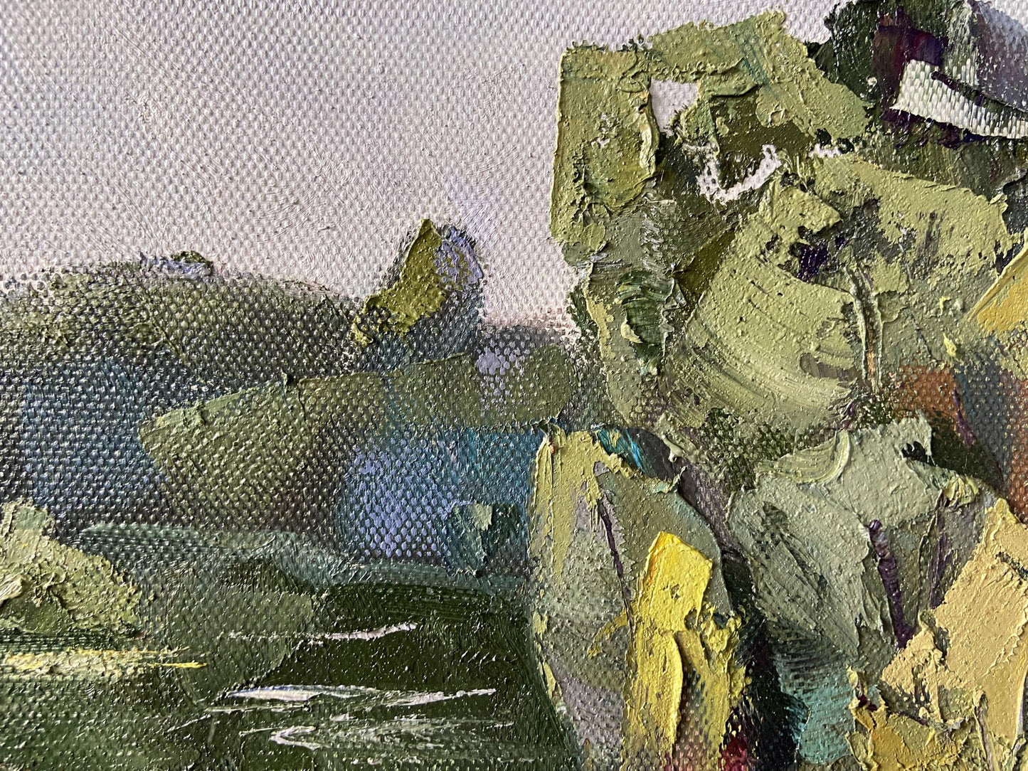 Oil painting Summer coast by Gaponchenko Ivan Ivanovich, earthy textured abstract
