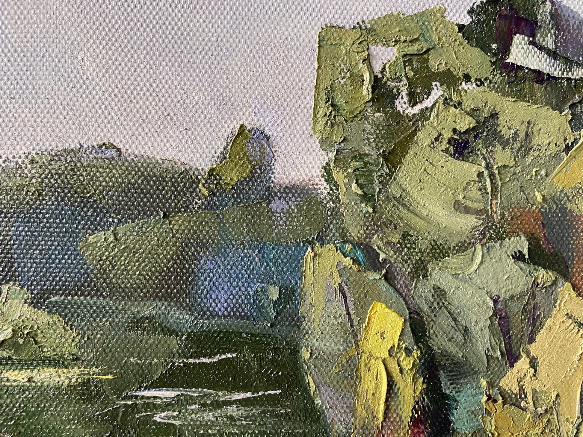 Oil painting Summer coast by Gaponchenko Ivan Ivanovich, earthy textured abstract