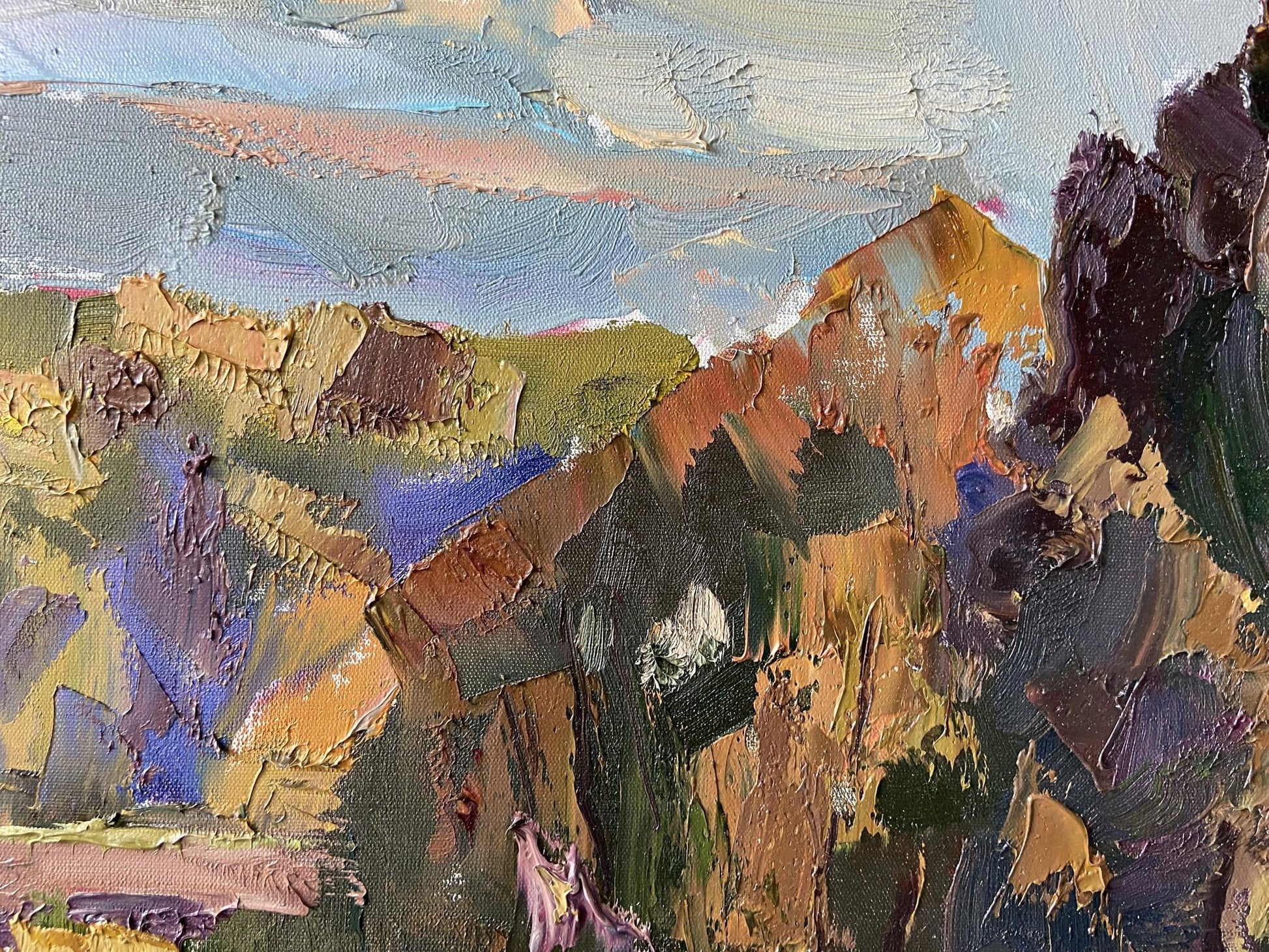 Textured oil painting Beginning of Autumn by Gaponchenko Ivan Ivanovich