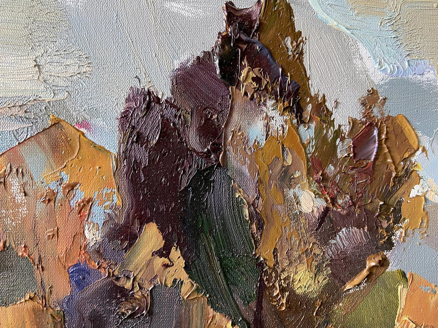 Oil painting Beginning of autumn by Gaponchenko Ivan Ivanovich, impasto earthy tones