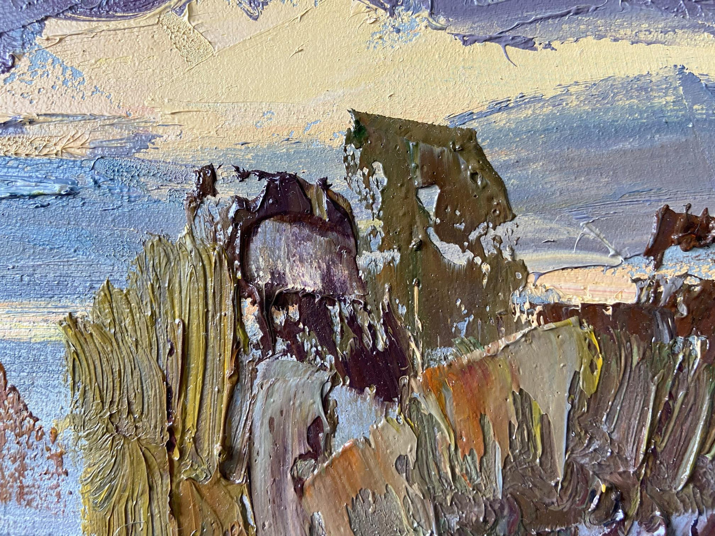 Impasto oil painting Evening in the Meadow by Gaponchenko Ivan Ivanovich