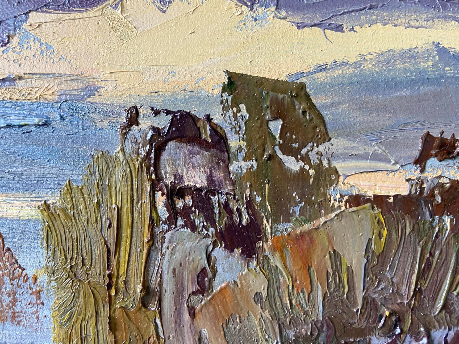 Impasto oil painting Evening in the Meadow by Gaponchenko Ivan Ivanovich