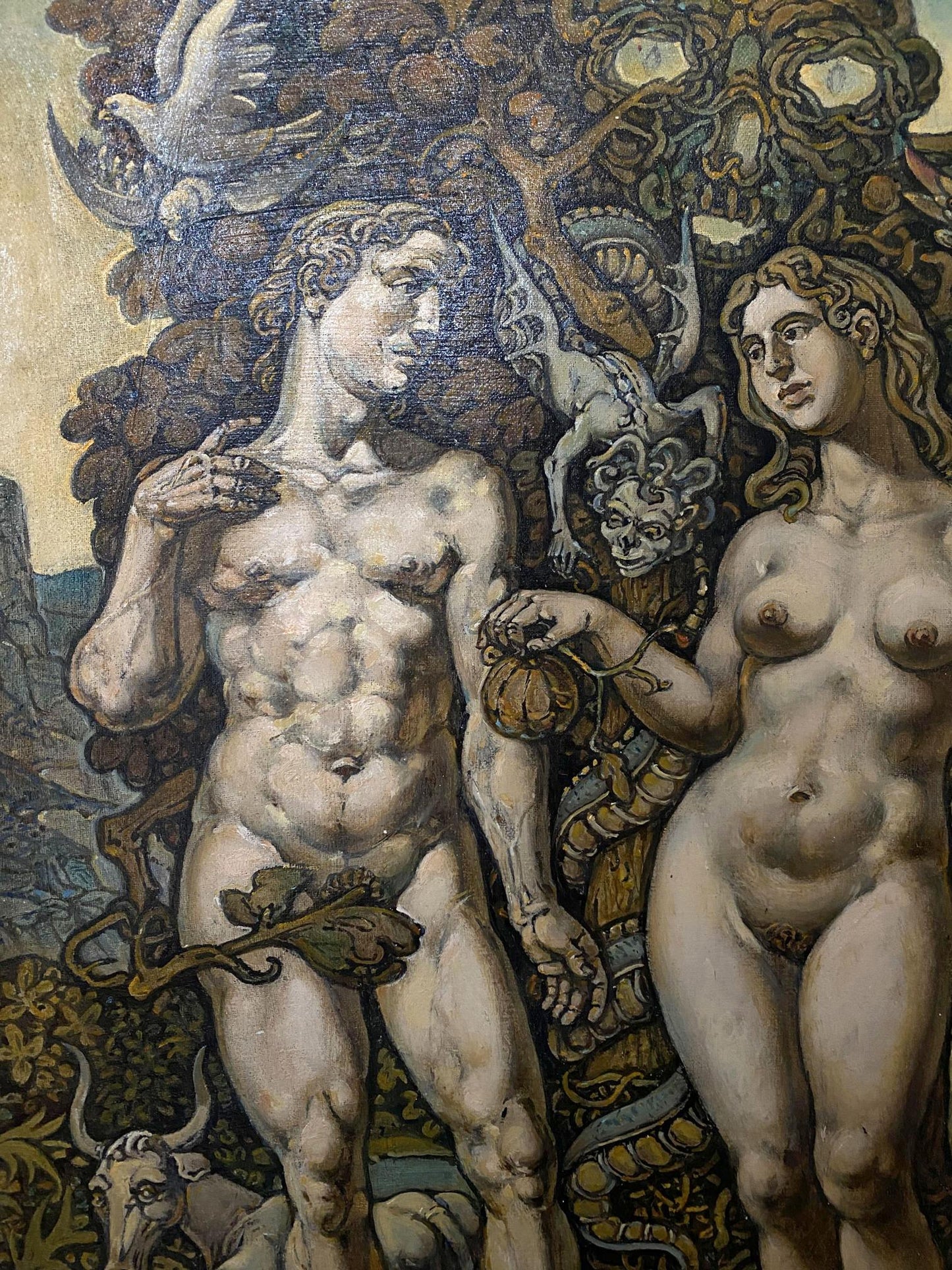 Oil painting of nude Adam and Eve by Litvinov Oleg Arkad’yevich