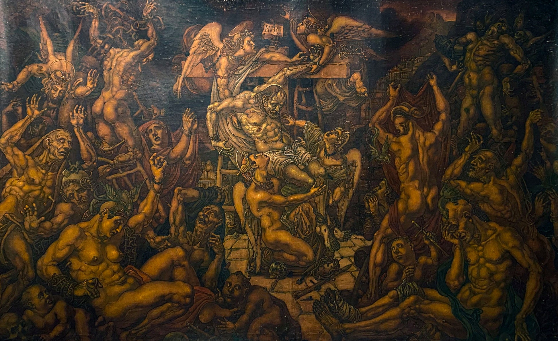 Dramatic hellish oil painting Descent from the Cross by Litvinov Oleg Arkad’yevich