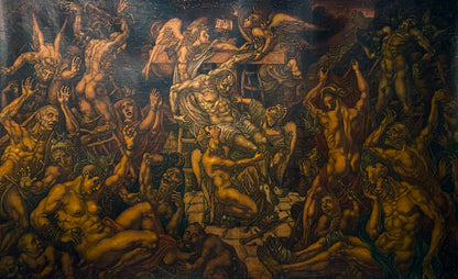 Dramatic hellish oil painting Descent from the Cross by Litvinov Oleg Arkad’yevich