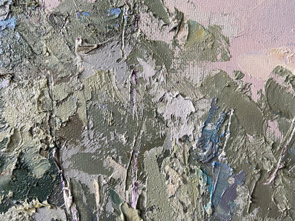 Oil painting of Vorskla River by Gaponchenko Ivan Ivanovich, textured impasto greens and grays