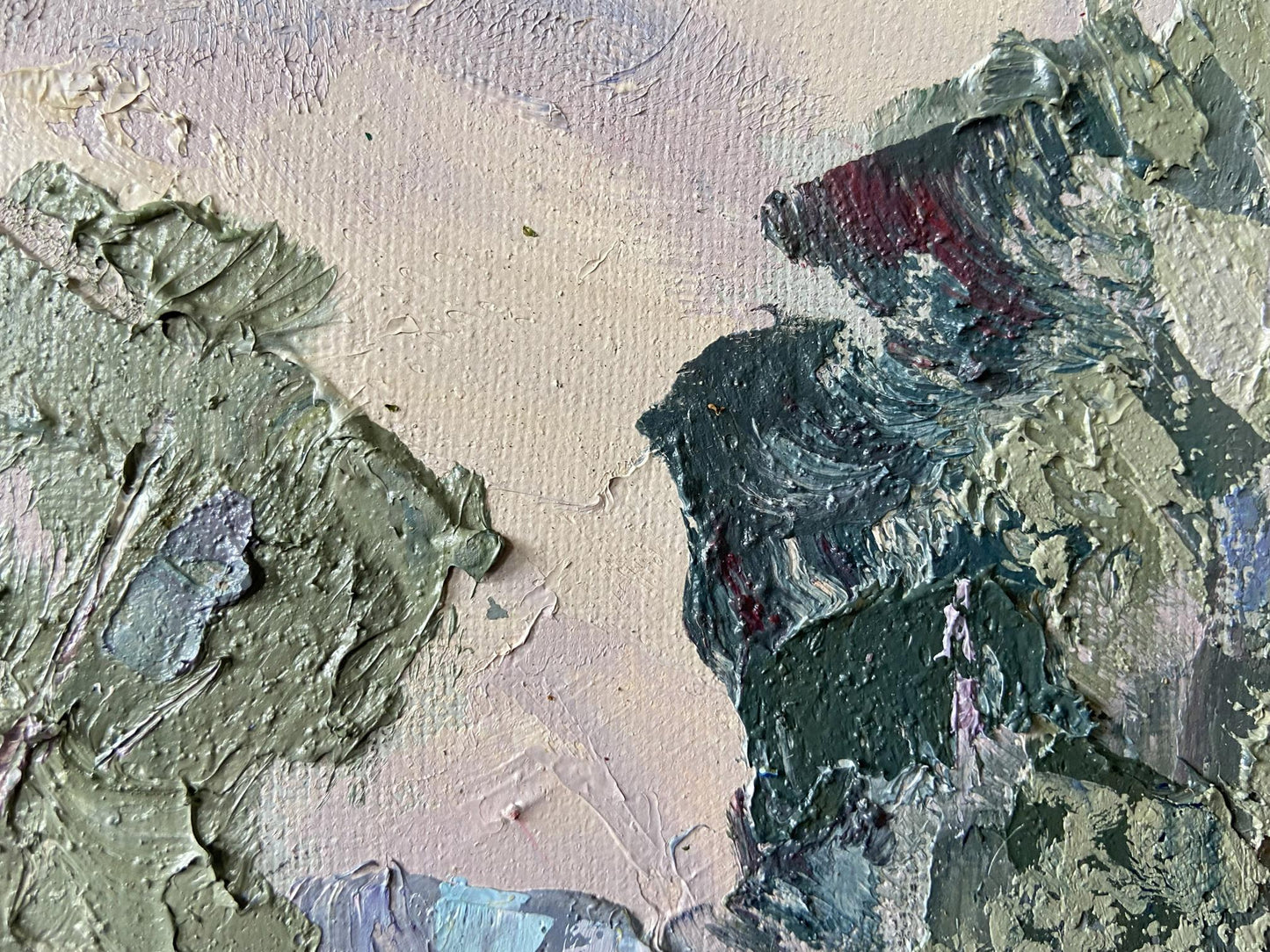 Oil painting of Vorskla River by Gaponchenko Ivan Ivanovich, textured impasto greens, blues, pinks