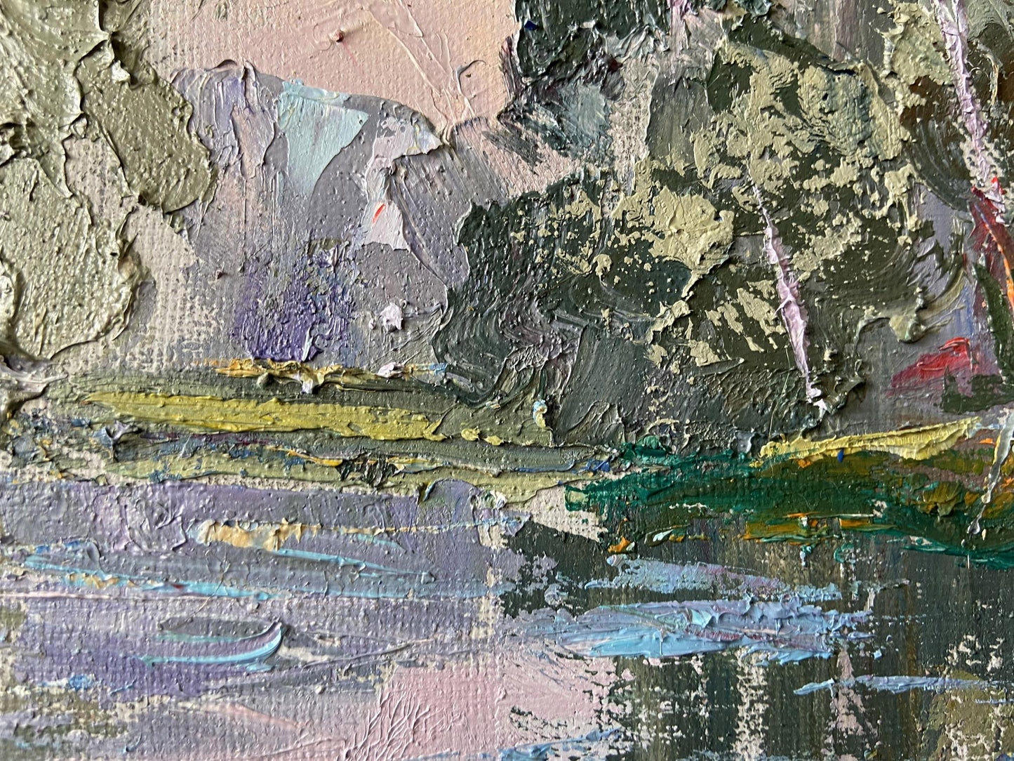Textured impasto oil painting of Vorskla River by Gaponchenko Ivan Ivanovich