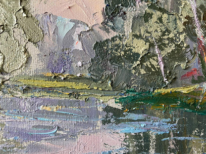 Textured impasto oil painting of Vorskla River by Gaponchenko Ivan Ivanovich