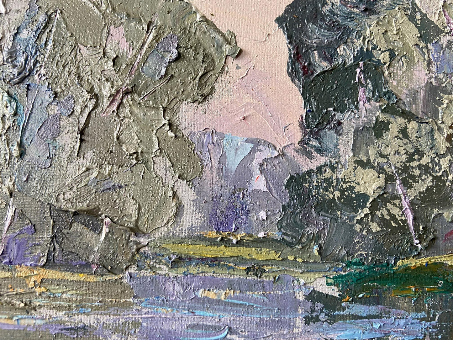Textured impasto oil painting of Vorskla River by Gaponchenko Ivan Ivanovich