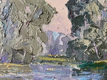 Textured impasto oil painting of Vorskla River by Gaponchenko Ivan Ivanovich