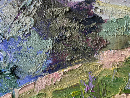 Oil painting Early morning came by Gaponchenko Ivan Ivanovich, impasto greens and blues