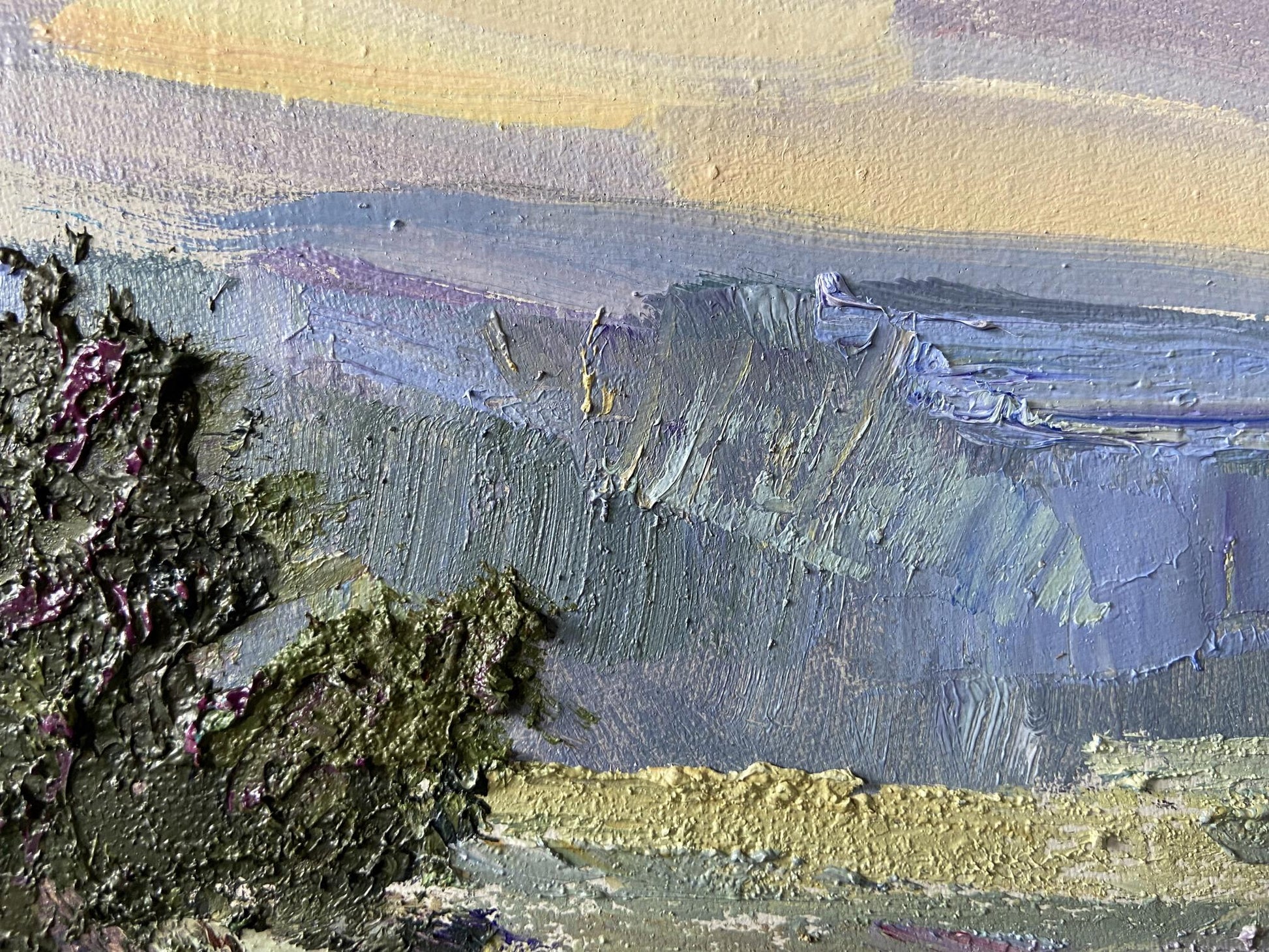 Oil painting Early morning came by Gaponchenko Ivan Ivanovich, textured impasto blues
