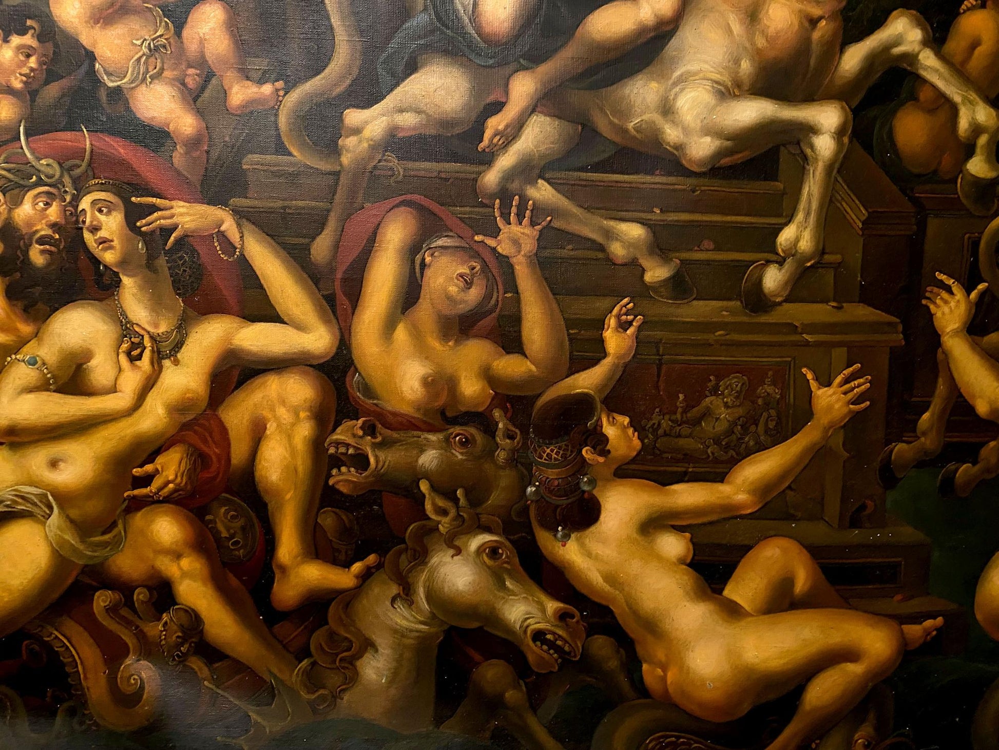 Oil painting Abduction by Litvinov Oleg Arkadyevich with nude figures and mythical creatures