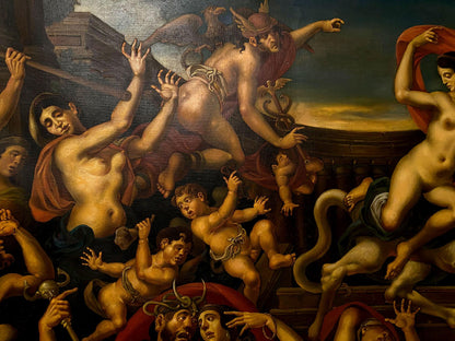 Dramatic oil painting Abduction by Litvinov Oleg Arkadyevich with nude figures