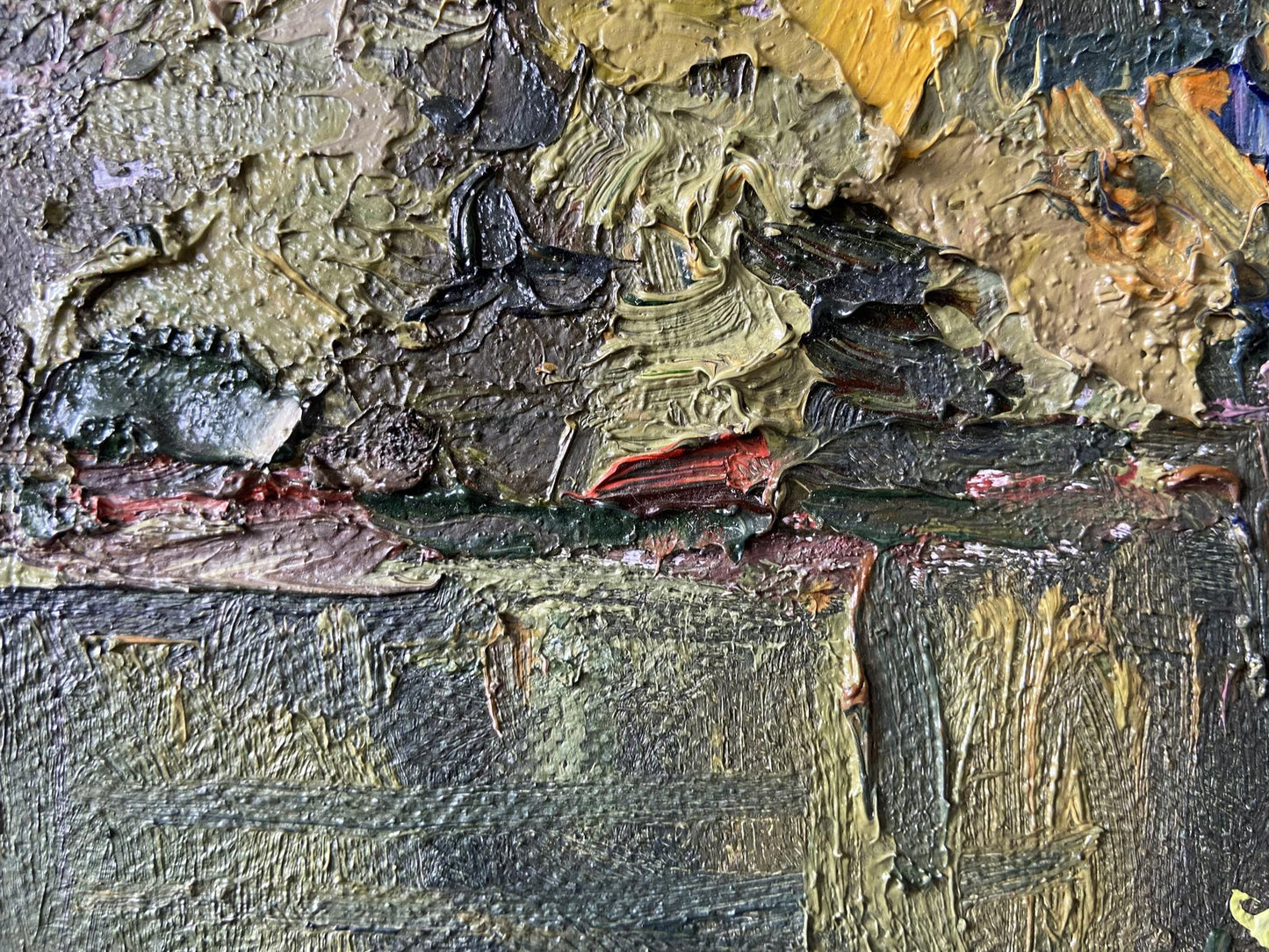 Oil painting It is getting dark by Gaponchenko Ivan Ivanovich, impasto greens and blacks