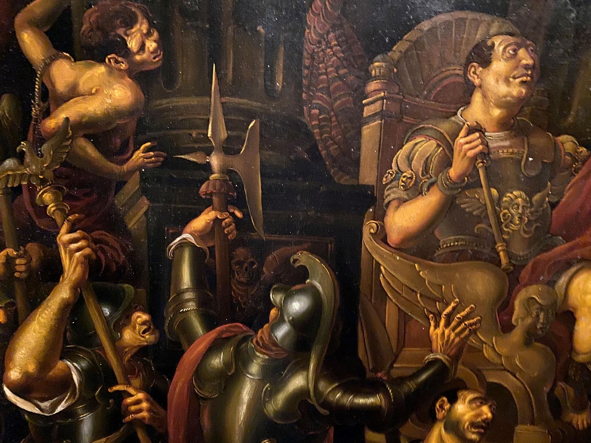 Bronze ornate ceremonial spear in Oil painting Christ before Pilate by Litvinov