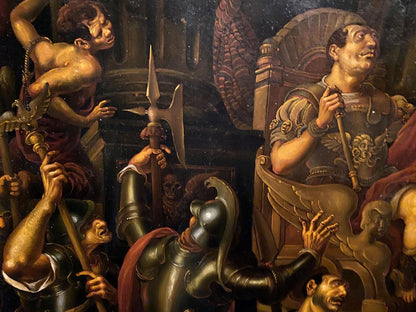Bronze ornate ceremonial spear in Oil painting Christ before Pilate by Litvinov