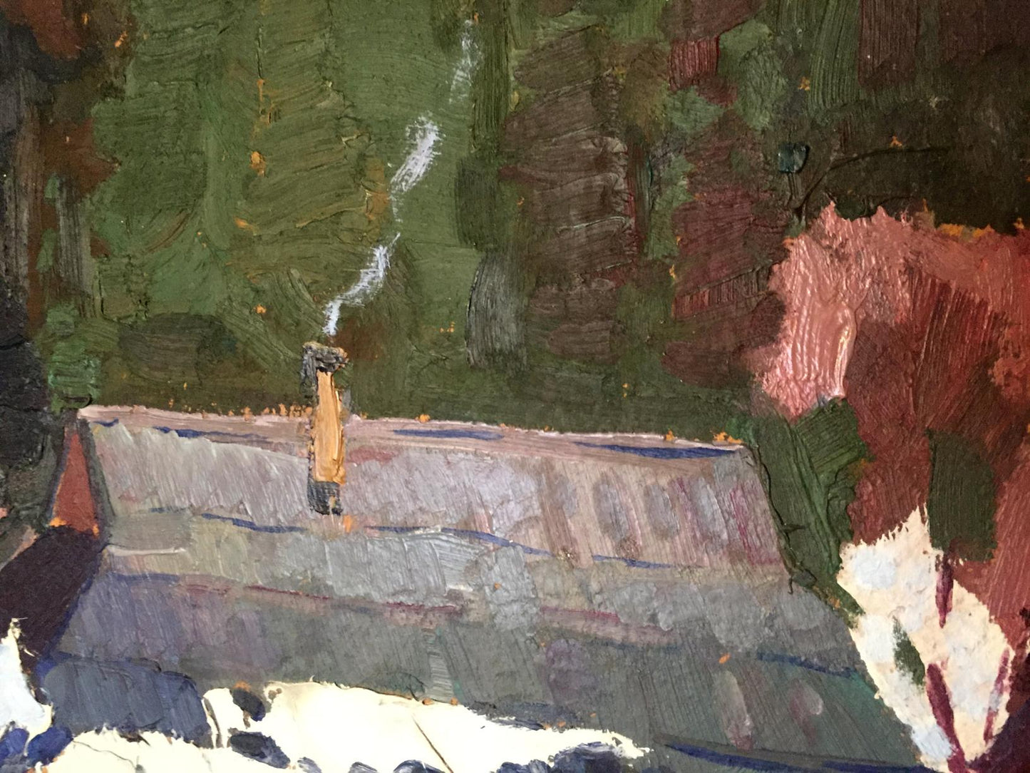 Oil painting of lonely house in forest by Kharchenko Vladimir Ivanovich