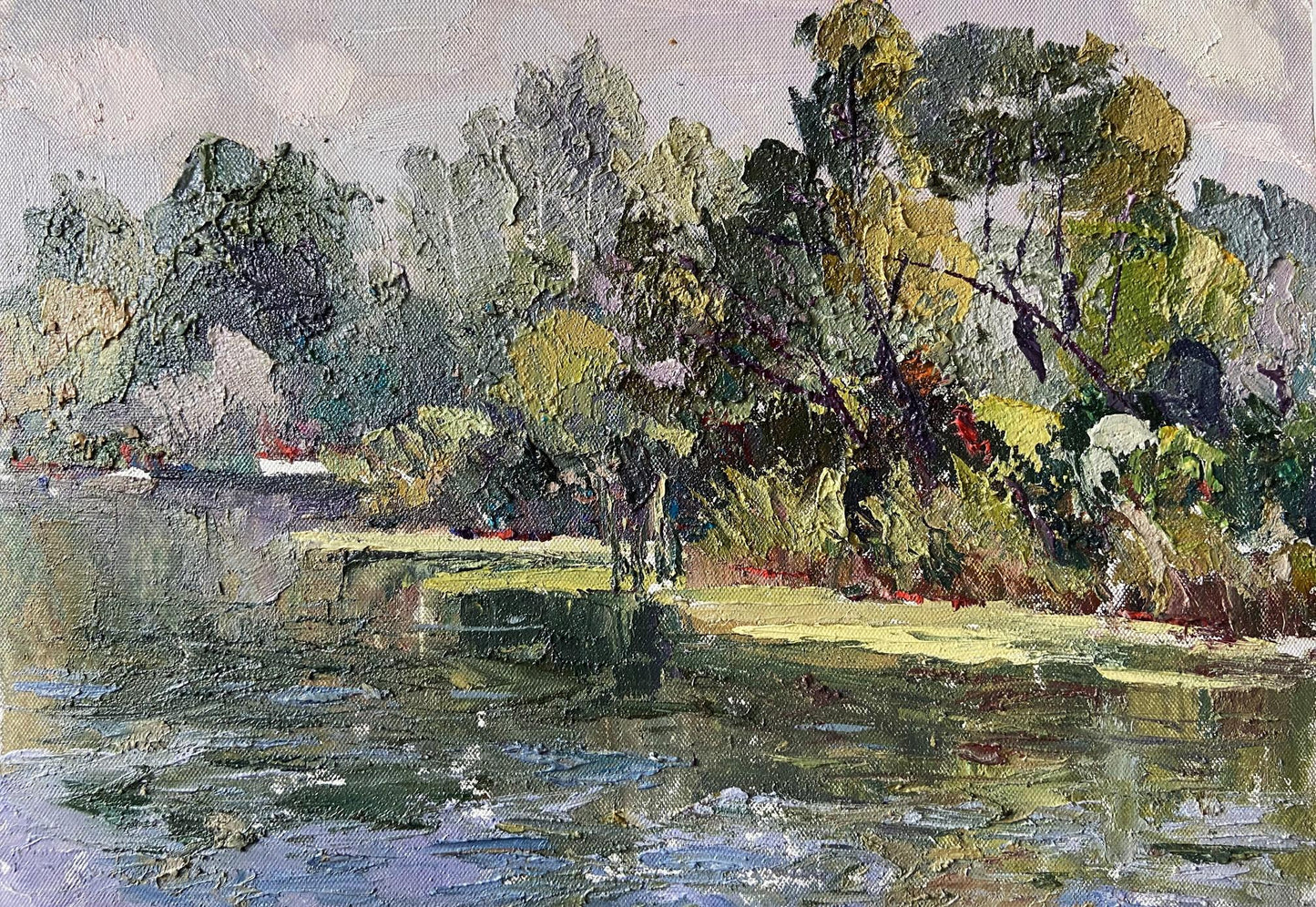 Impasto oil painting by Gaponchenko Ivan Ivanovich: sunny summer landscape
