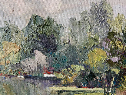 Textured impasto oil painting of sunny summer landscape by Gaponchenko Ivan Ivanovich