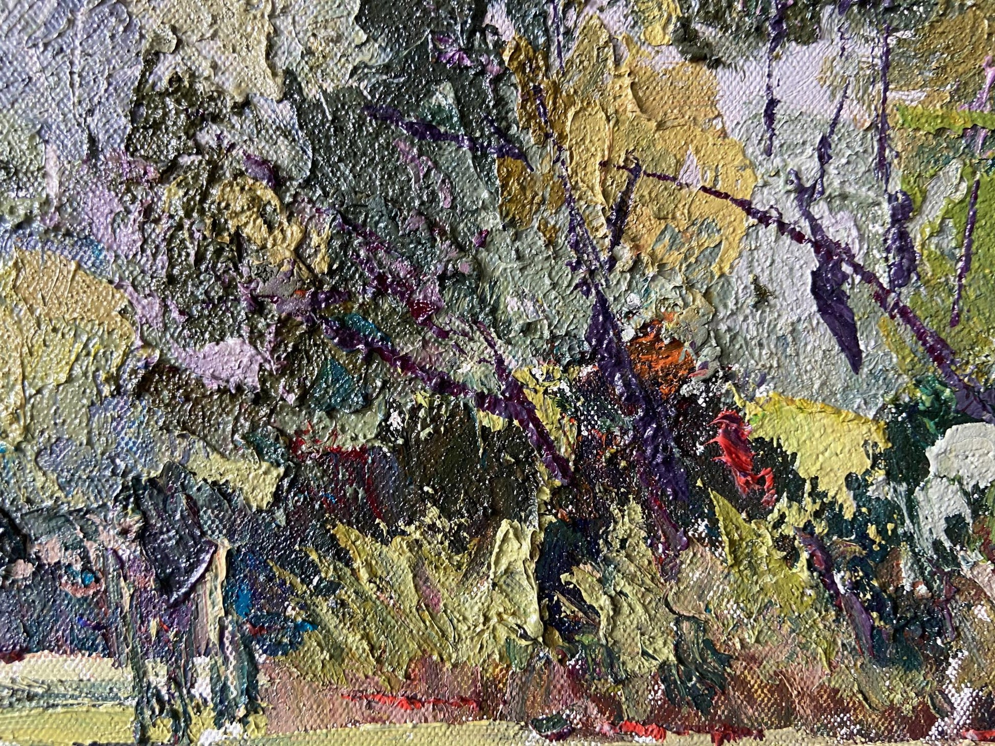 Impasto oil painting of summer sunny landscape by Gaponchenko Ivan Ivanovich