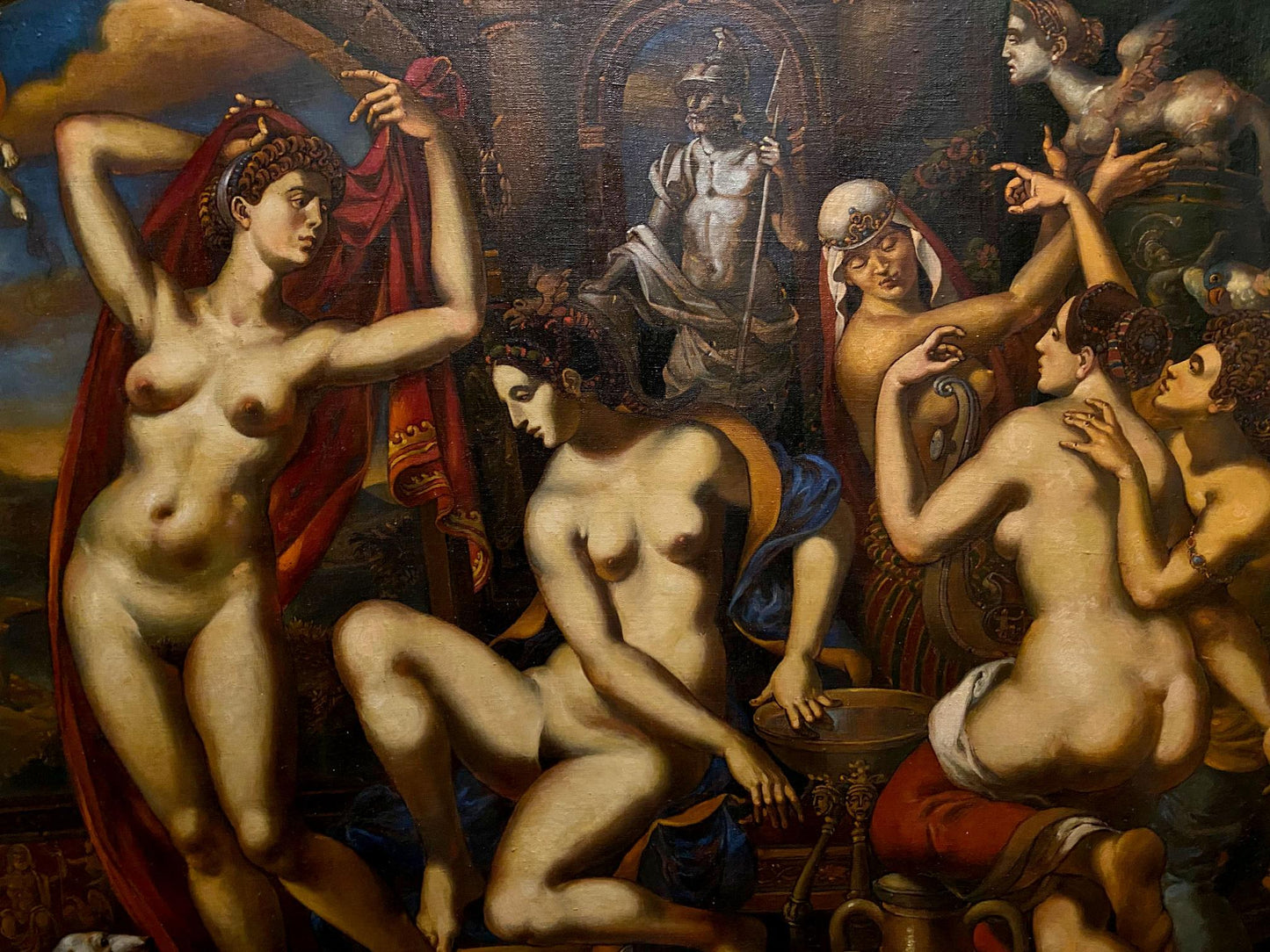 Oil painting Evening in Pompeii by Litvinov Oleg Arkad’yevich: nude women in dynamic poses
