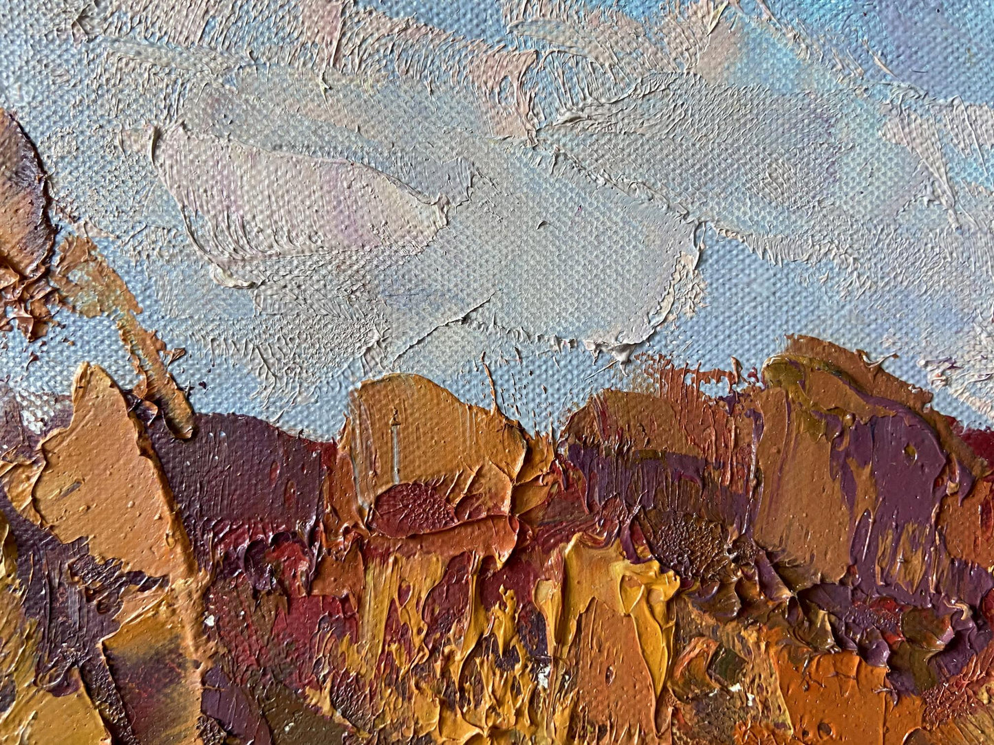 Oil painting Autumn in Nikolayevshchina by Gaponchenko Ivan Ivanovich, impasto strokes