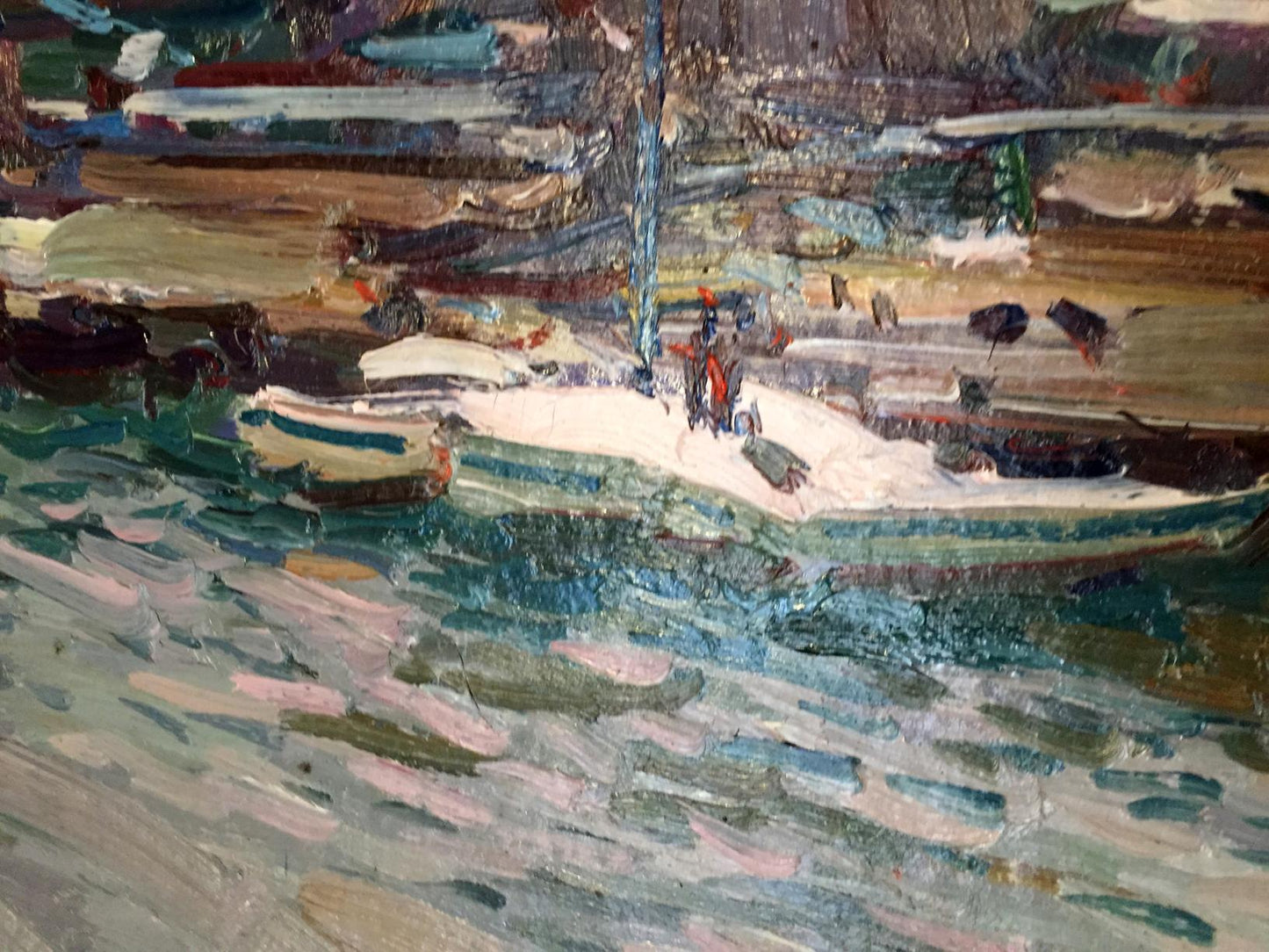 Oil painting by Port Victor Nikolayevich Volkov: sailboat on choppy water