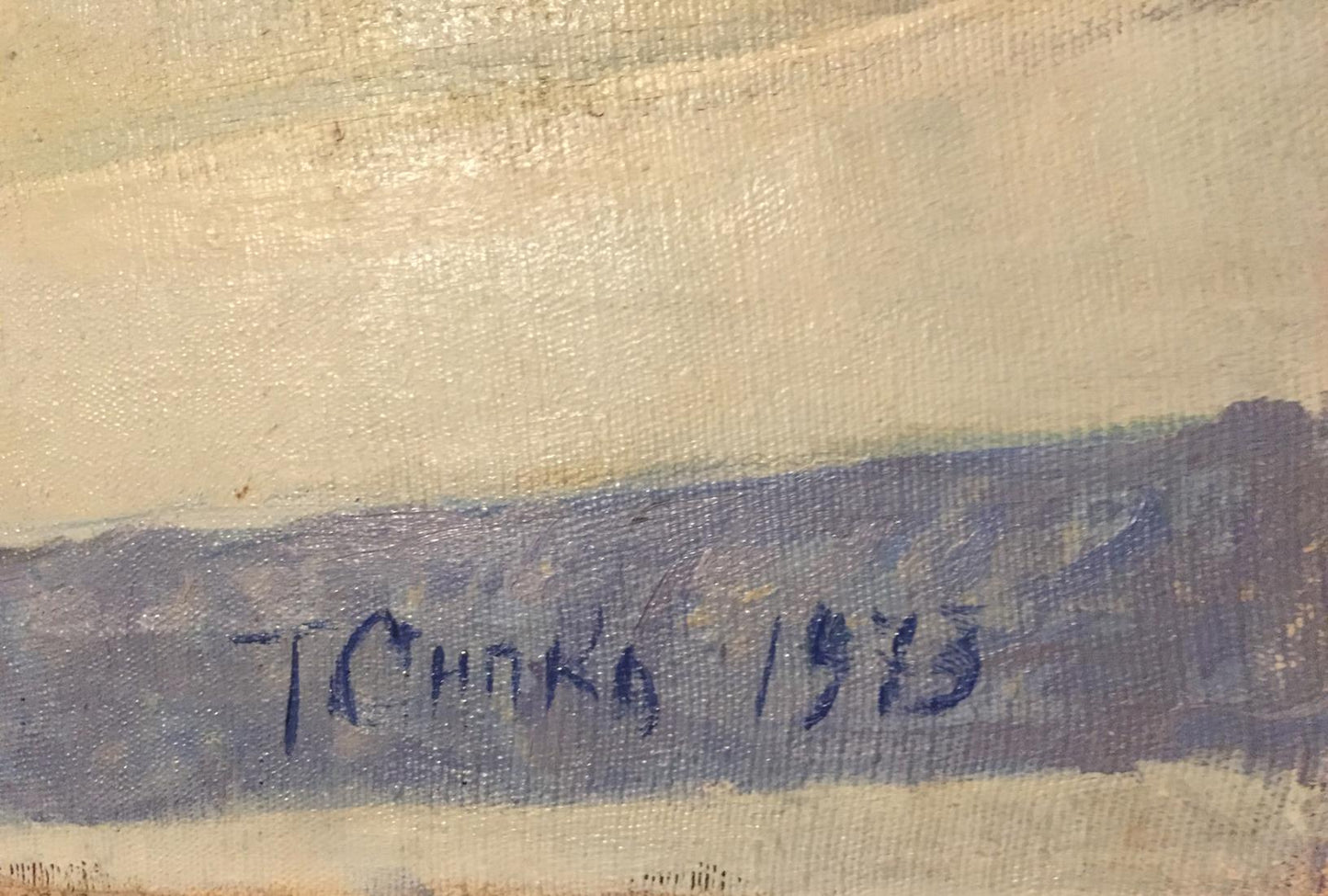 Signature t. on back of Oil painting Flowers Sipko T.I