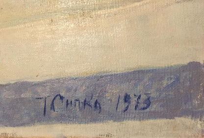 Signature t. on back of Oil painting Flowers Sipko T.I