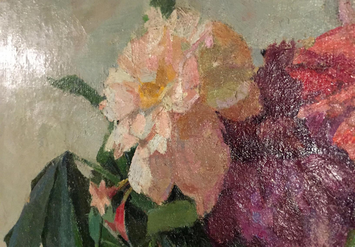 Soft pink rose with yellow center oil painting by Sipko T.I. on canvas