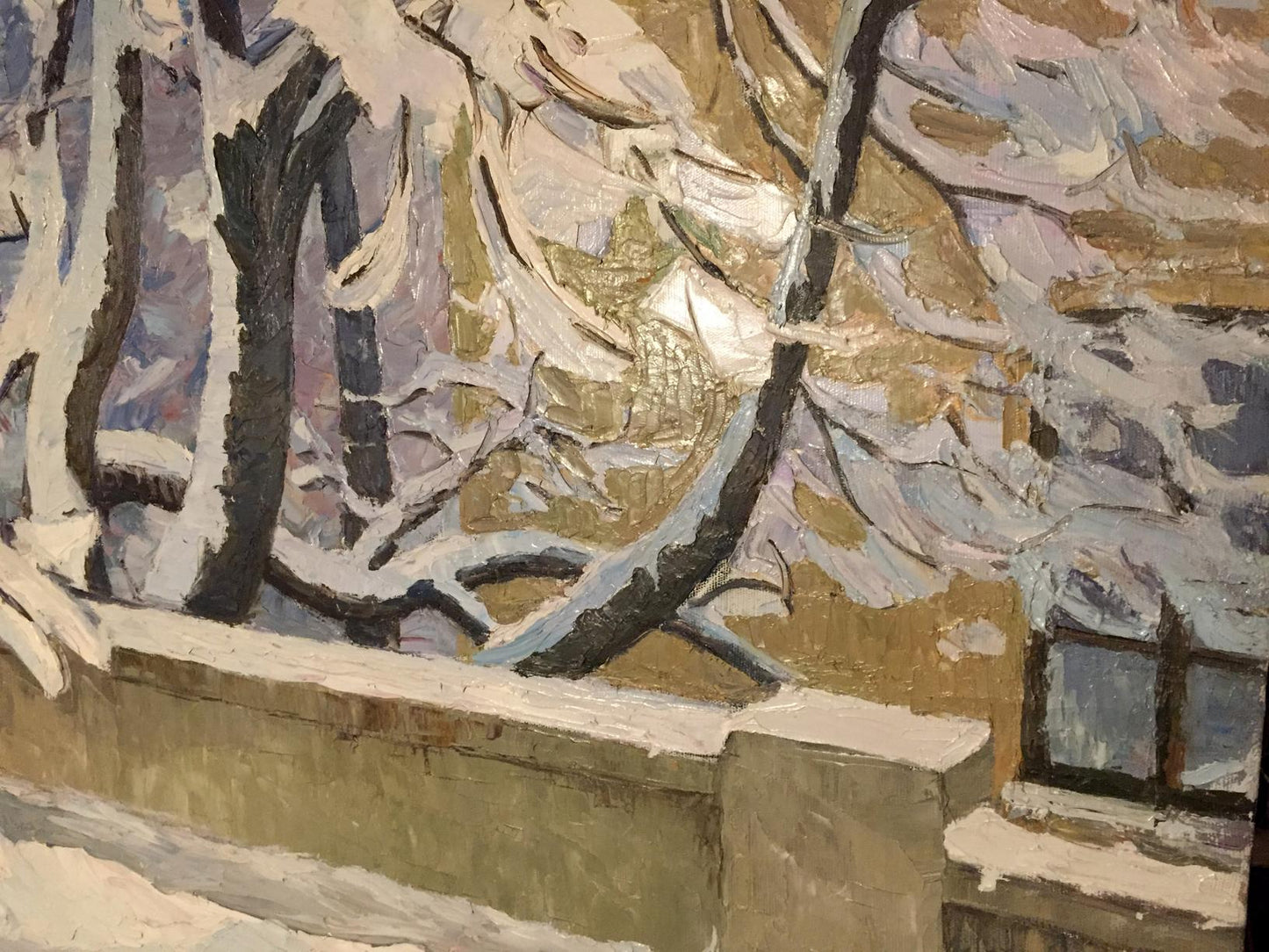 Oil painting Winter sketch by Sabadysh Petr Yevlampievich: snow-covered tree branches